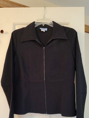 Madison  & Co.  Black Zip-Front Collared Jacket